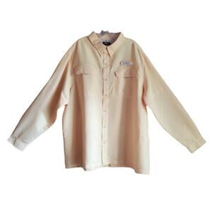 HABIT Men's 2XL Shirt UV Protection Button Up Roll Tab Long Sleeve Yellow 56"